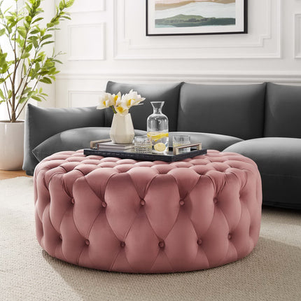 Modway EEI-5469 Amour Tufted Button Large Round Performance Velvet Ottoman Modway