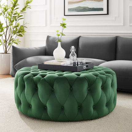 Modway EEI-5469 Amour Tufted Button Large Round Performance Velvet Ottoman Modway