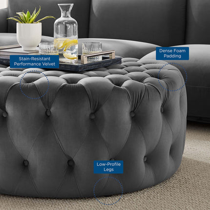 Modway EEI-5469 Amour Tufted Button Large Round Performance Velvet Ottoman Modway