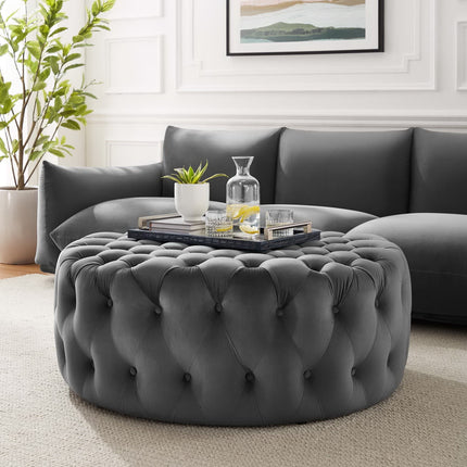 Modway EEI-5469 Amour Tufted Button Large Round Performance Velvet Ottoman Modway