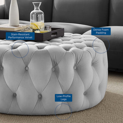 Modway EEI-5469 Amour Tufted Button Large Round Performance Velvet Ottoman Modway
