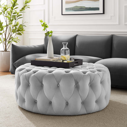 Modway EEI-5469 Amour Tufted Button Large Round Performance Velvet Ottoman Modway