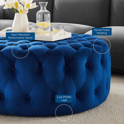 Modway EEI-5469 Amour Tufted Button Large Round Performance Velvet Ottoman Modway