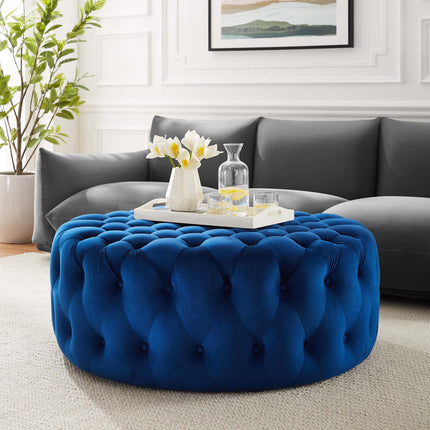 Modway EEI-5469 Amour Tufted Button Large Round Performance Velvet Ottoman Modway