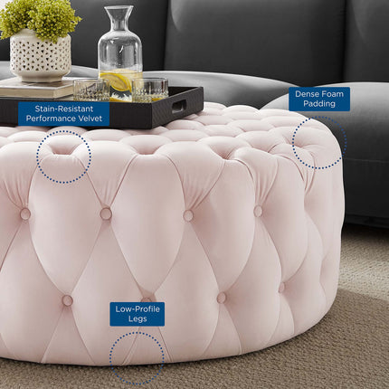 Modway EEI-5469 Amour Tufted Button Large Round Performance Velvet Ottoman Modway