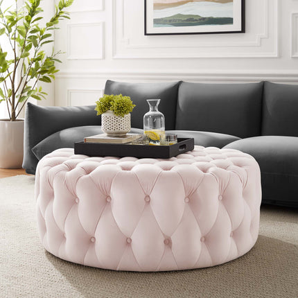 Modway EEI-5469 Amour Tufted Button Large Round Performance Velvet Ottoman Modway