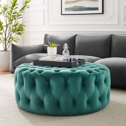 Modway EEI-5469 Amour Tufted Button Large Round Performance Velvet Ottoman Modway
