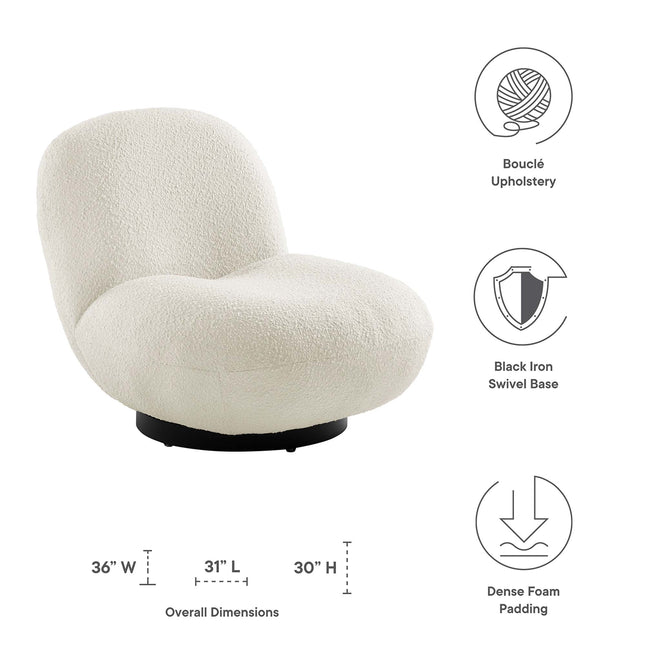 Modway EEI-5486 Kindred Boucle Upholstered Upholstered Fabric Swivel Chair Modway