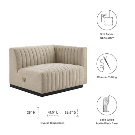 Modway EEI-5493 Conjure Channel Tufted Upholstered Fabric Right-Arm Chair Modway