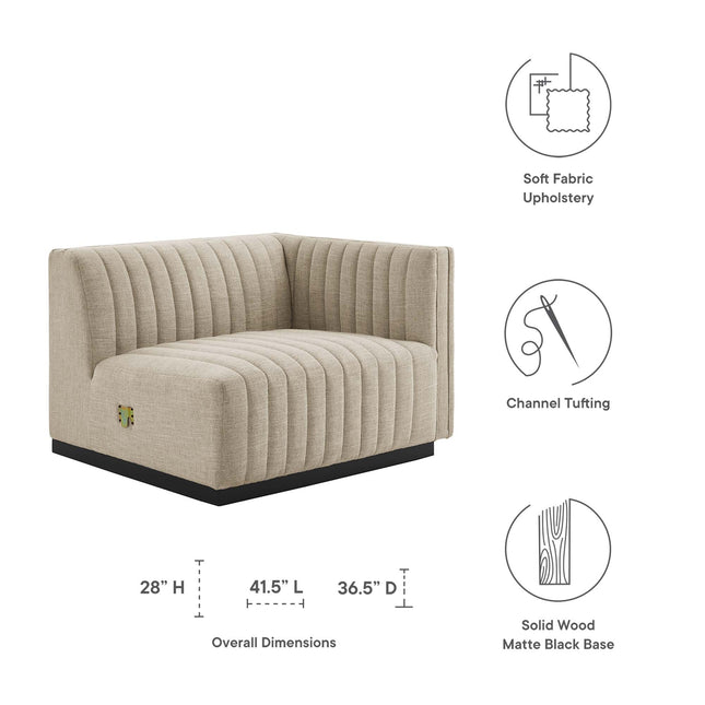 Modway EEI-5493 Conjure Channel Tufted Upholstered Fabric Right-Arm Chair Modway