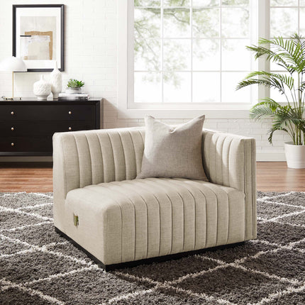Modway EEI-5493 Conjure Channel Tufted Upholstered Fabric Right-Arm Chair Modway