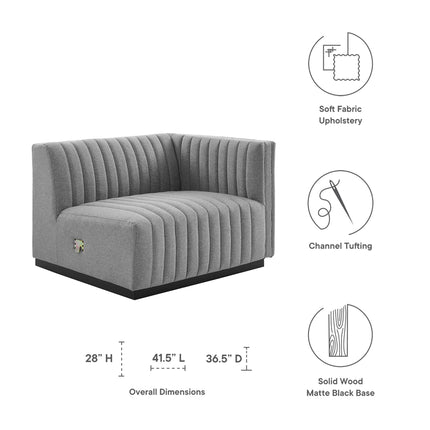 Modway EEI-5493 Conjure Channel Tufted Upholstered Fabric Right-Arm Chair Modway