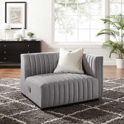 Modway EEI-5493 Conjure Channel Tufted Upholstered Fabric Right-Arm Chair Modway