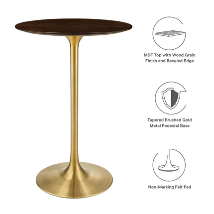 Modway EEI-5529 Lippa 28" Round Cherry Walnut Wood Bar Table Modway