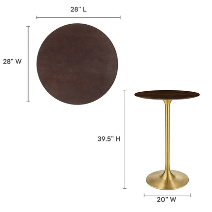 Modway EEI-5529 Lippa 28" Round Cherry Walnut Wood Bar Table Modway