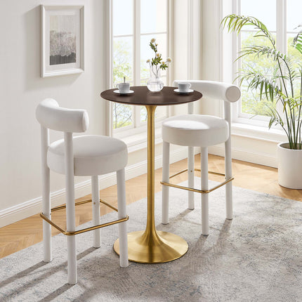 Modway EEI-5529 Lippa 28" Round Cherry Walnut Wood Bar Table Modway