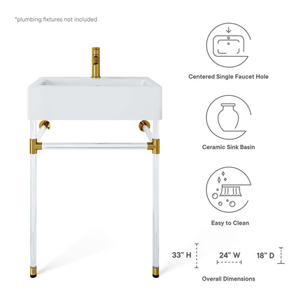 Modway EEI-5535 Redeem 24" Acrylic Wall-Mount Bathroom Vanity Modway