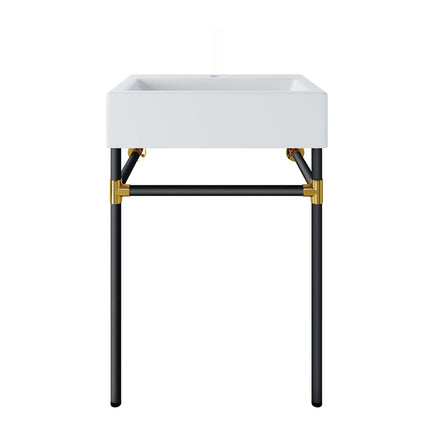 Modway EEI-5537 Redeem 24" Wall-Mount Black Stainless Steel Bathroom Vanity Modway