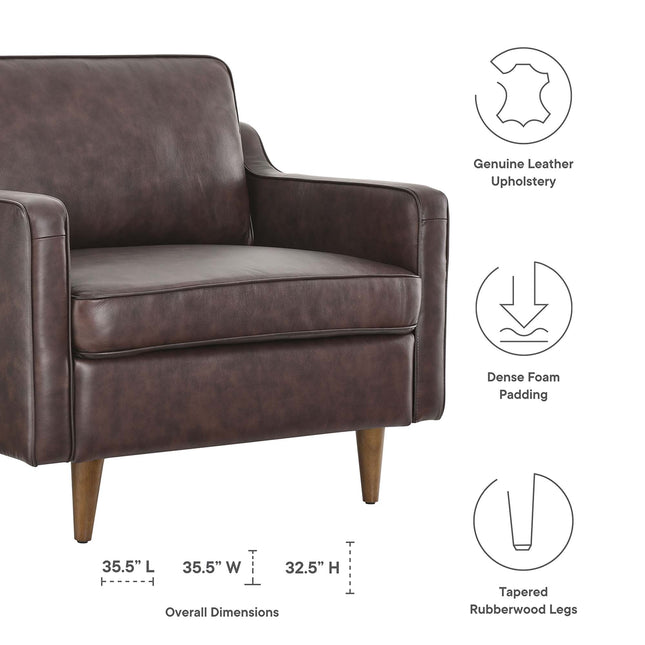Modway EEI-5555 Impart Genuine Leather Armchair Modway