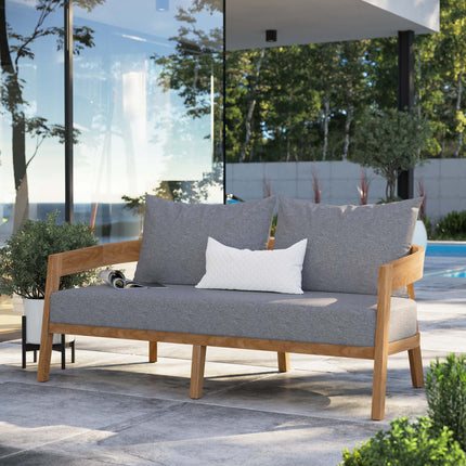 Modway EEI-5601 Brisbane Teak Wood Outdoor Patio Loveseat Modway