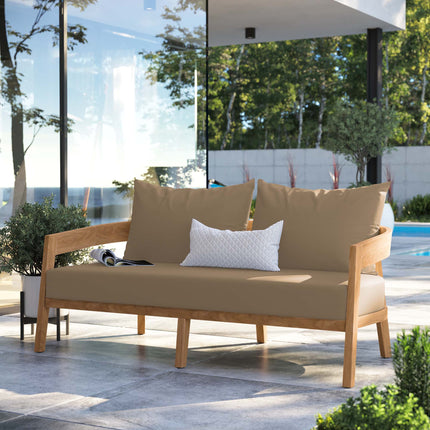 Modway EEI-5601 Brisbane Teak Wood Outdoor Patio Loveseat Modway