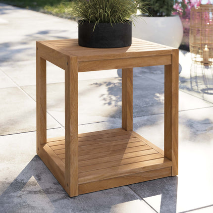Modway EEI-5607 Carlsbad Teak Wood Outdoor Patio Side Table Modway