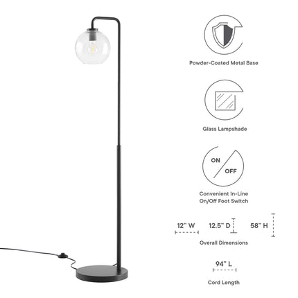 Modway EEI-5616 Silo Glass Globe Glass and Metal Floor Lamp - Plaza Home Decor