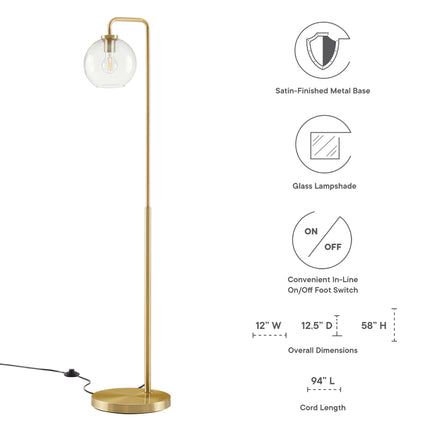 Modway EEI-5616 Silo Glass Globe Glass and Metal Floor Lamp - Plaza Home Decor