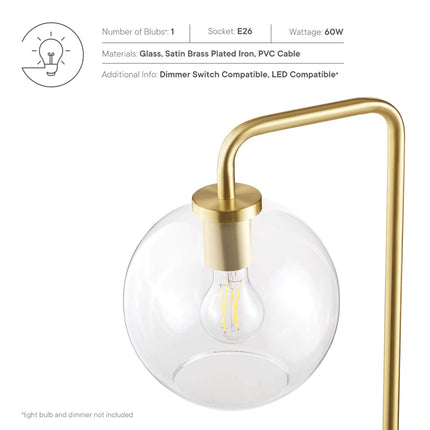 Modway EEI-5616 Silo Glass Globe Glass and Metal Floor Lamp - Plaza Home Decor