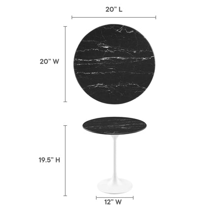 Modway EEI-5680 Lippa 20" Round Faux Marble Side Table Modway