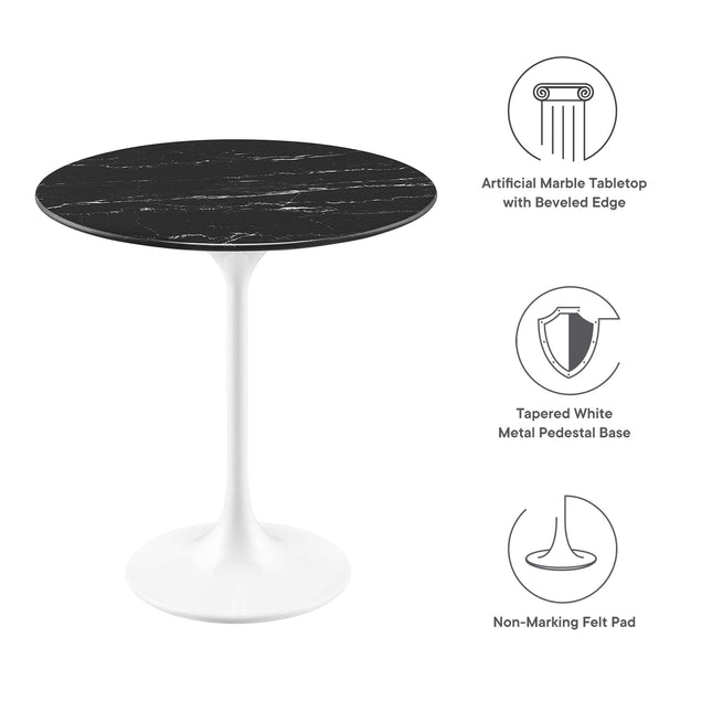 Modway EEI-5680 Lippa 20" Round Faux Marble Side Table Modway