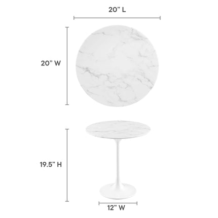Modway EEI-5680 Lippa 20" Round Faux Marble Side Table Modway