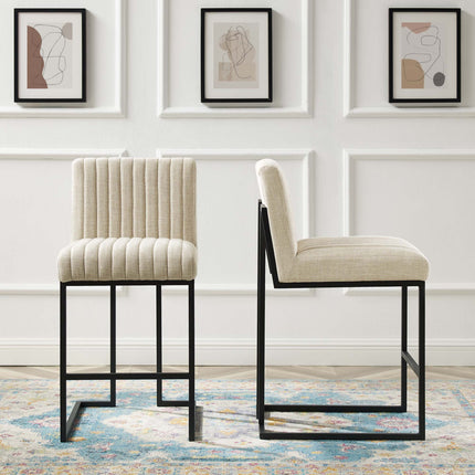 Modway EEI-5741 Indulge Channel Tufted Fabric Counter Stools Set of 2 Modway