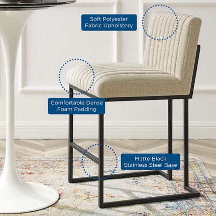 Modway EEI-5741 Indulge Channel Tufted Fabric Counter Stools Set of 2 Modway
