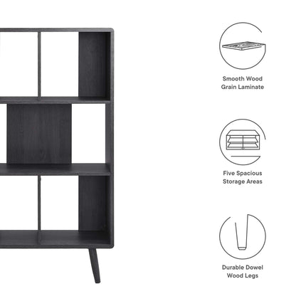 Modway EEI-5743 Transmit 5 Shelf Wood Grain Bookcase Modway