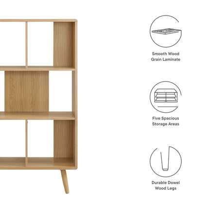 Modway EEI-5743 Transmit 5 Shelf Wood Grain Bookcase Modway
