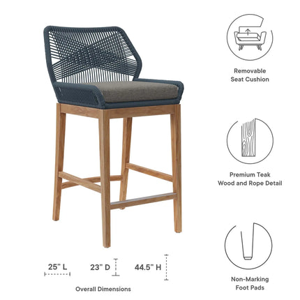 Modway EEI-7163 Wellspring 3-Piece Outdoor Patio Teak Wood Bar Set Modway