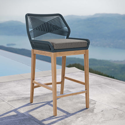 Modway EEI-5746 Wellspring Outdoor Patio Teak Wood Bar Stool Modway