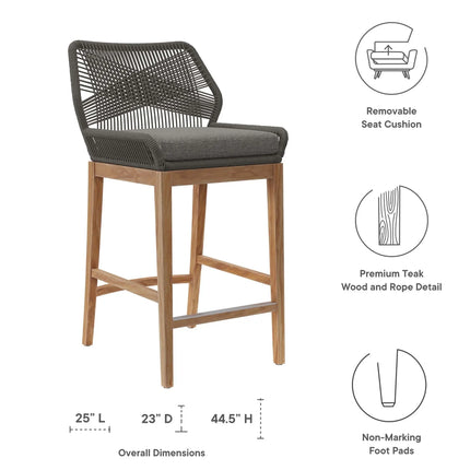 Modway EEI-7163 Wellspring 3-Piece Outdoor Patio Teak Wood Bar Set Modway