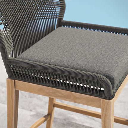 Modway EEI-5746 Wellspring Outdoor Patio Teak Wood Bar Stool Modway