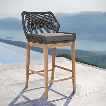 Modway EEI-5746 Wellspring Outdoor Patio Teak Wood Bar Stool Modway