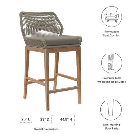 Modway EEI-5746 Wellspring Outdoor Patio Teak Wood Bar Stool Modway