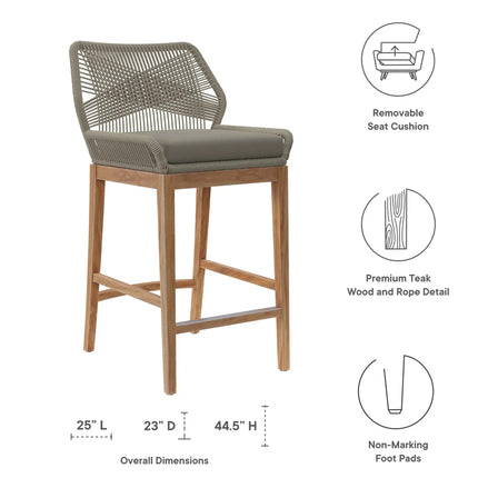 Modway EEI-7163 Wellspring 3-Piece Outdoor Patio Teak Wood Bar Set Modway