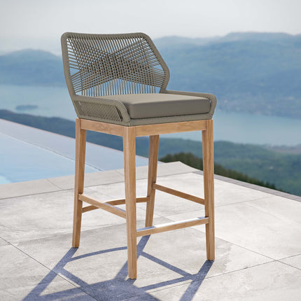 Modway EEI-5746 Wellspring Outdoor Patio Teak Wood Bar Stool Modway