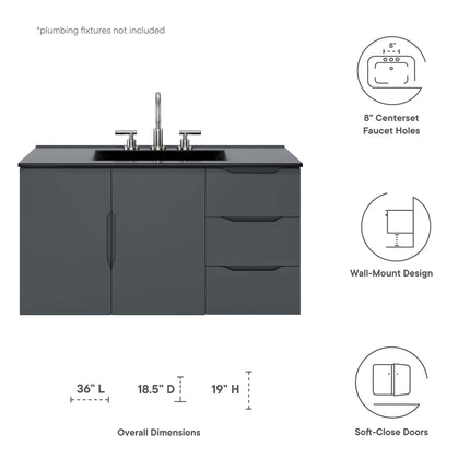 Modway EEI-5783 Vitality 36" Bathroom Vanity Modway