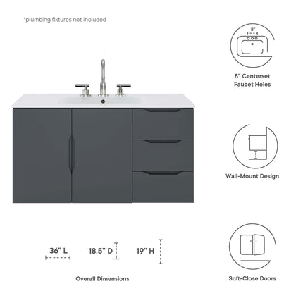 Modway EEI-5783 Vitality 36" Bathroom Vanity Modway