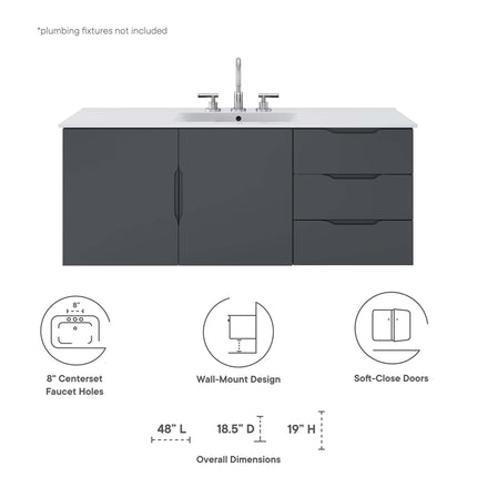 Modway EEI-5784 Vitality 48" Single Sink Bathroom Vanity Modway