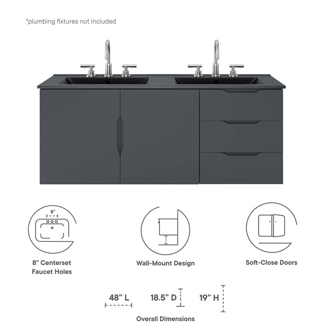 Modway EEI-5785 Vitality 48" Double Sink Bathroom Vanity Modway