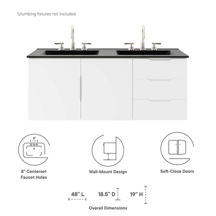 Modway EEI-5785 Vitality 48" Double Sink Bathroom Vanity Modway