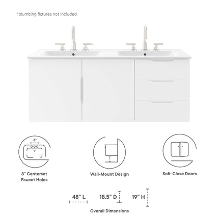 Modway EEI-5785 Vitality 48" Double Sink Bathroom Vanity Modway